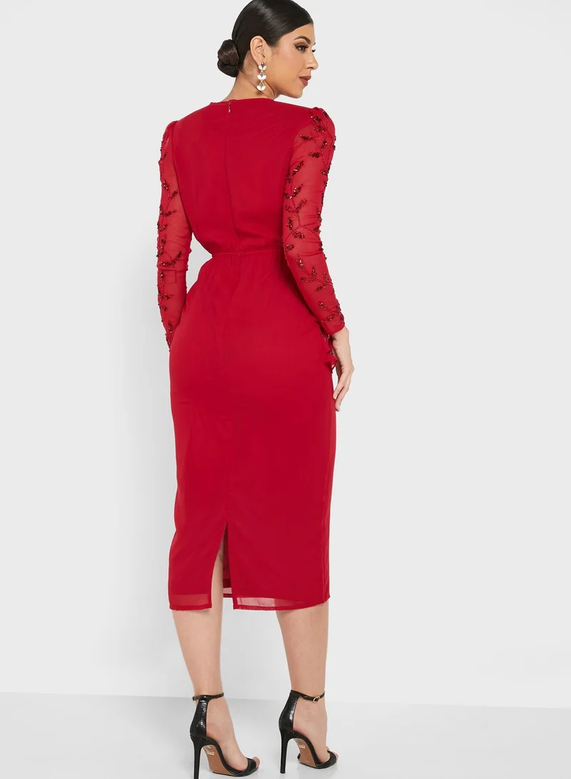 Frock and Frill Overlay Wrap Dress