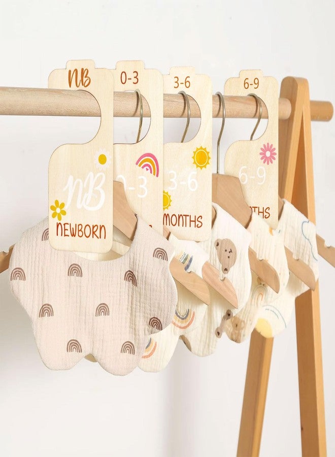Atiloy 8Pcs Baby Closet Dividers for Clothes Organizer 3D Daisy Wooden Double Sided Baby Clothes Size Hanger Organizer from Newborn to 24 Months for Boho Themed Nursery Decor - Image 2