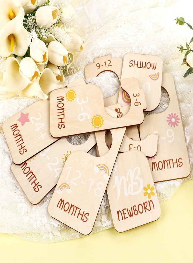 Atiloy 8Pcs Baby Closet Dividers for Clothes Organizer 3D Daisy Wooden Double Sided Baby Clothes Size Hanger Organizer from Newborn to 24 Months for Boho Themed Nursery Decor - Image 3