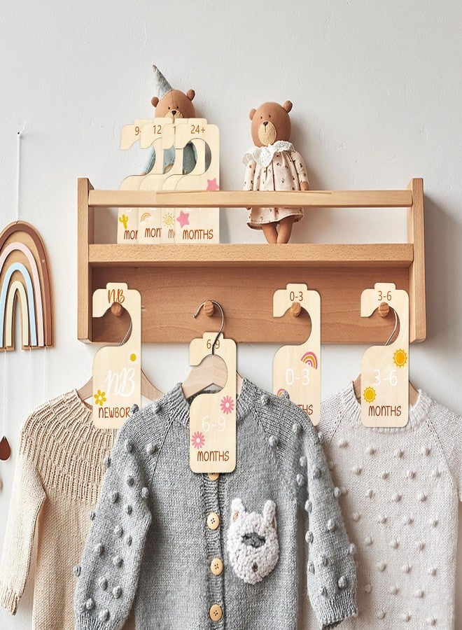 Atiloy 8Pcs Baby Closet Dividers for Clothes Organizer 3D Daisy Wooden Double Sided Baby Clothes Size Hanger Organizer from Newborn to 24 Months for Boho Themed Nursery Decor - Image 5