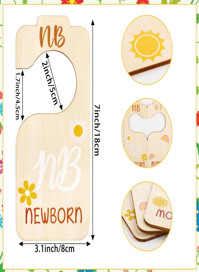 Atiloy 8Pcs Baby Closet Dividers for Clothes Organizer 3D Daisy Wooden Double Sided Baby Clothes Size Hanger Organizer from Newborn to 24 Months for Boho Themed Nursery Decor - Image 4
