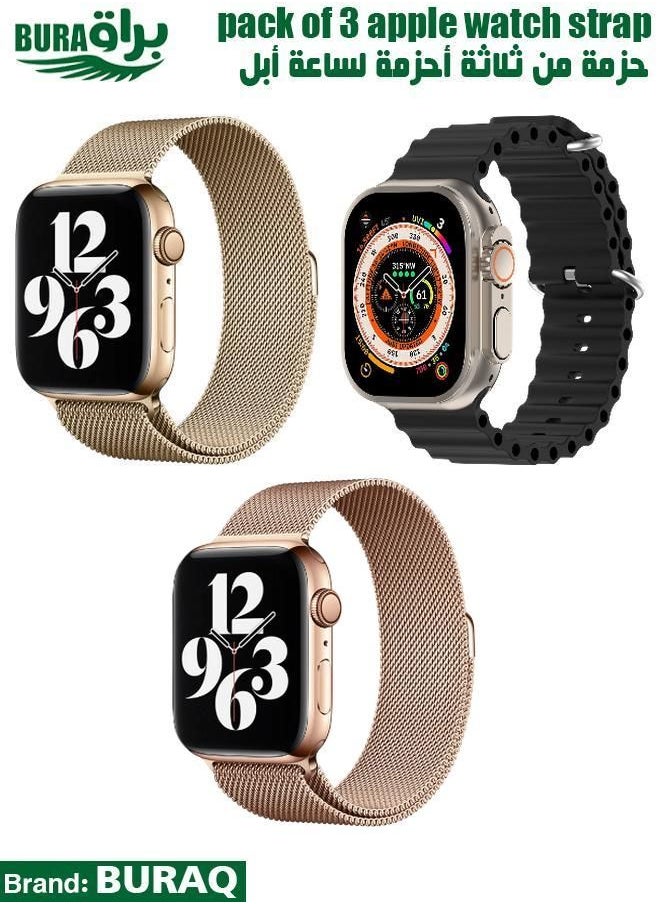 BURAQ - Apple Watch Band Strap For Apple Watch Ultra 2/Ultra 49mm, Series 10 46mm, 9/8/7 45mm, SE2/SE/6/5/4 44mm, 3/2/1 42mm - Image 1