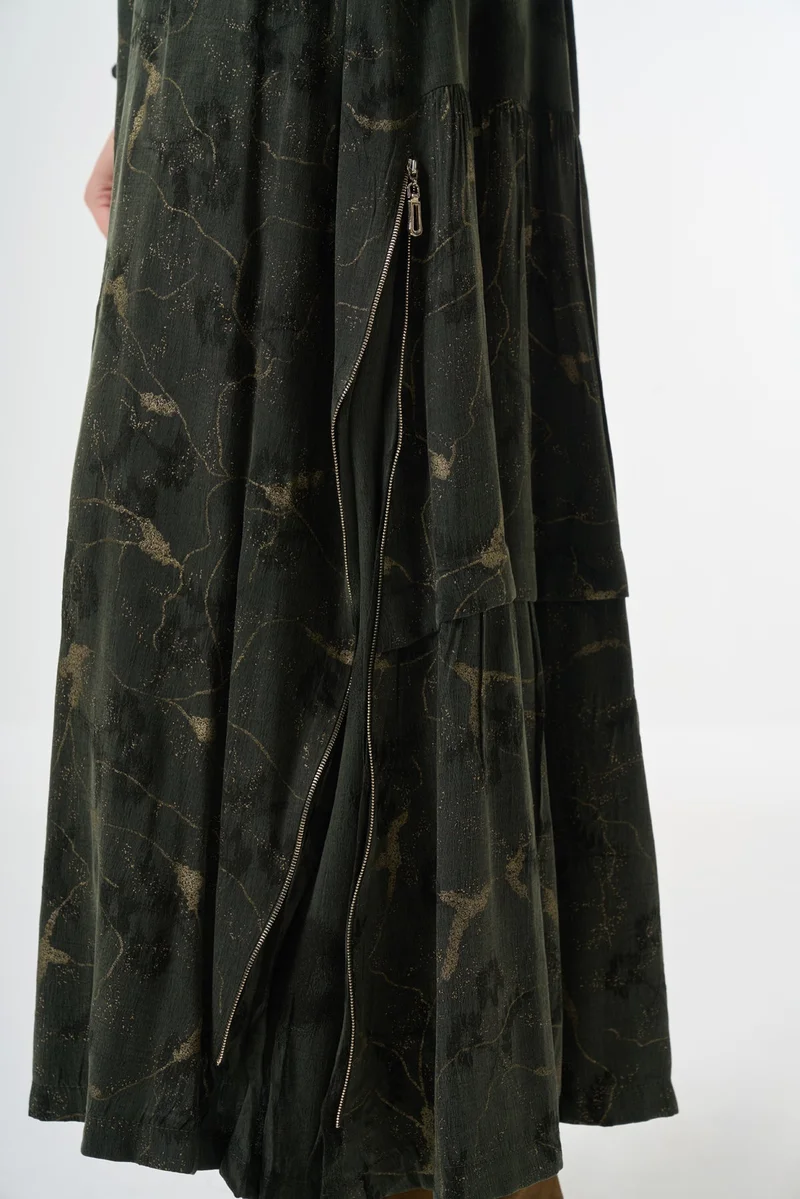 MissWhence  Zip-Detail Cupro Dress - Green for Women | Best Price UAE