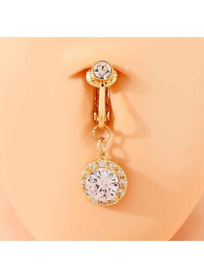 Happy D 3PCS Stainless Steel Navel Ring, Cubic Zirconia Round Decor Belly Button Ring for Women - Image 3
