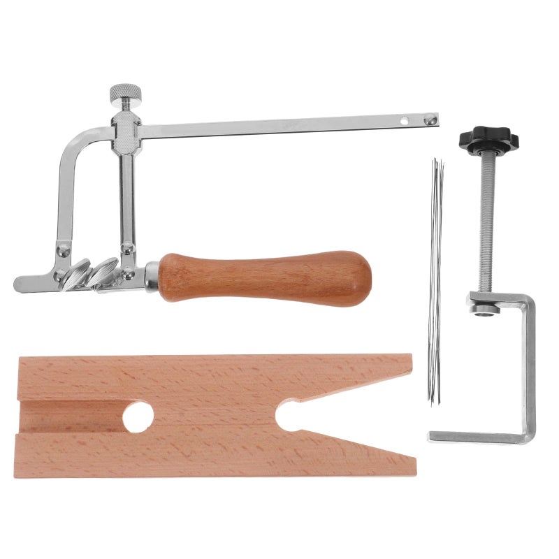 Coping Saw Frame with 12 Blades Wood Bench Pin Clamp Set for Woodworking and Jewelry Making - Image 2
