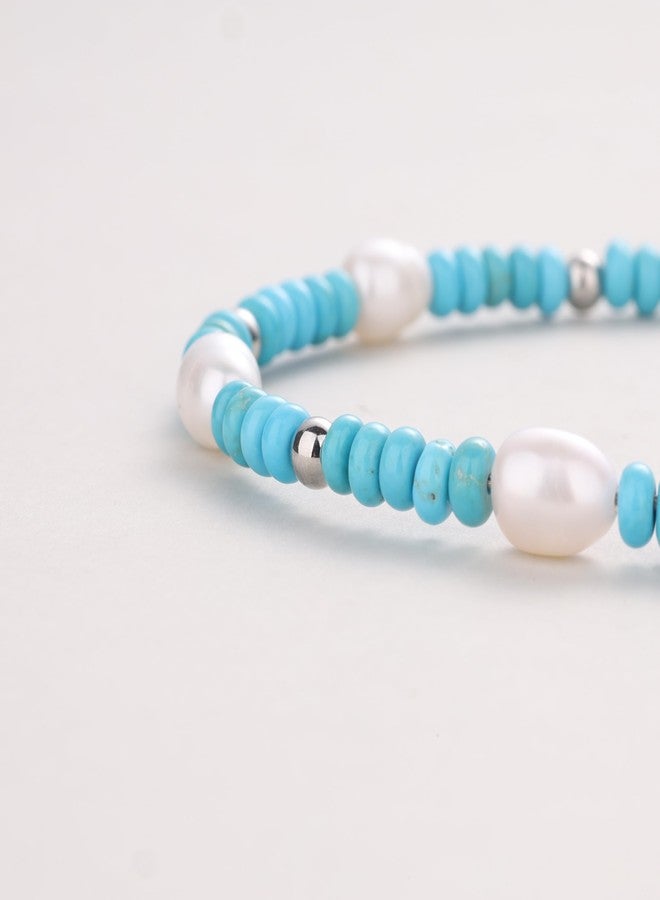 GAVU Women's Freshwater Pearl Bracelet Turquoise Bracelet for Women, Crystal Beaded Bracelet for Women - Image 5