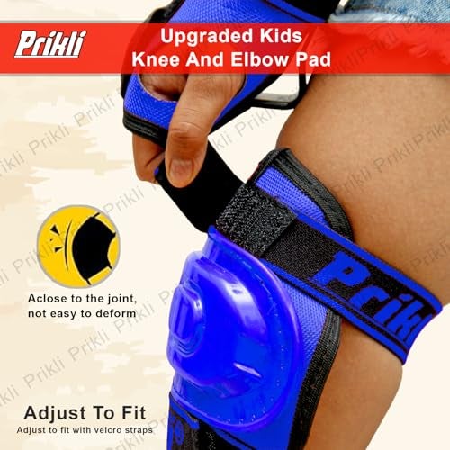PRIKLI Kids Protective Gear Set 4-in-1 | Knee Pads, Elbow Pads & Wrist Guards for Skateboarding, Roller Skating, Cycling & BMX | Adjustable Velcro Straps | 5-12 Years | Blue - Image 3