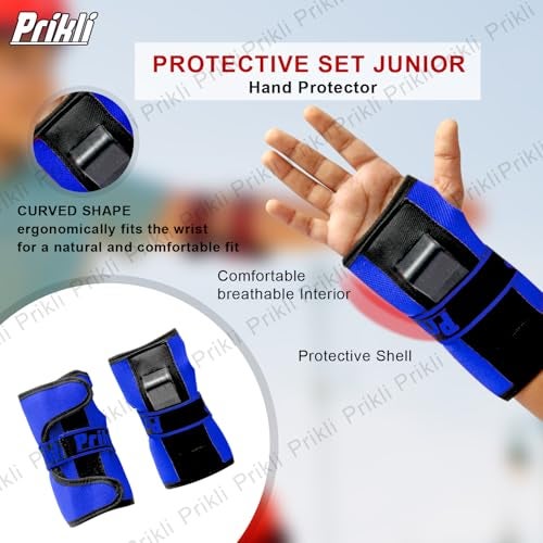 PRIKLI Kids Protective Gear Set 4-in-1 | Knee Pads, Elbow Pads & Wrist Guards for Skateboarding, Roller Skating, Cycling & BMX | Adjustable Velcro Straps | 5-12 Years | Blue - Image 2