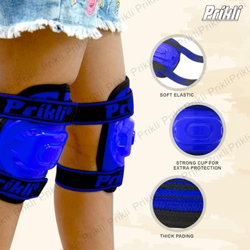 PRIKLI Kids Protective Gear Set 4-in-1 | Knee Pads, Elbow Pads & Wrist Guards for Skateboarding, Roller Skating, Cycling & BMX | Adjustable Velcro Straps | 5-12 Years | Blue - Image 4