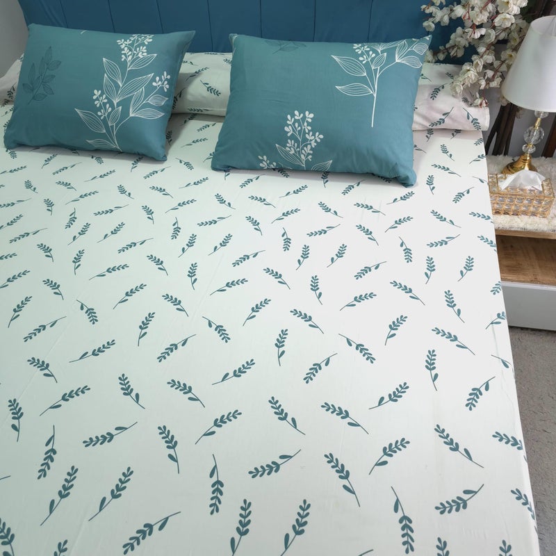 Golden Bed Large Bed Sheet Set 260 * 240 cm Elastic and Flat Cotton Amreya (Large Bed Flat, Sugar Plaid) - Image 1