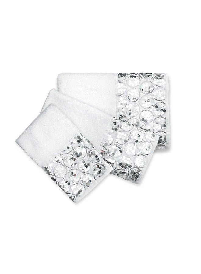 Popular Bath Sinatra Modern Bathroom Towel Set 3 Piece Hand and Wash Towel Luxury Contemporary Decor Bling Bath Towel Sets Soft, Plush and Highly Absorbent, White - Image 2