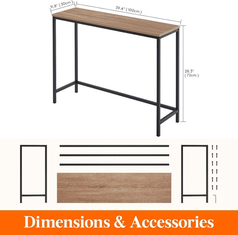 Lifewit 39.4 Inch Console Table Narrow Sofa Table with Metal Frame for Living Room Industrial Entryway Table for Hallway, Entrance, Office, Corridor, Behind Sofa, Grey Oak - Image 2