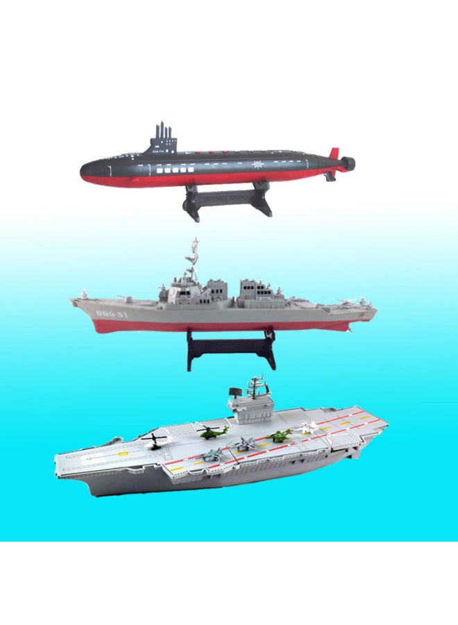 Plastic Finished Ship Simulation Ship Model Aircraft Carrier Sea Nuclear Submarine Destroyer Children's Toy Warship Wholesale-Color:44cm Battleship Model  - Image 2