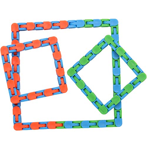 Yeetec 6 Pack 24 Links Wacky Tracks Snap and Click Fidget Toys, Finger Sensory Toys, Snake Puzzles for Stress Relief, Party Bag Fillers, Party Favours, Random Color - Image 3