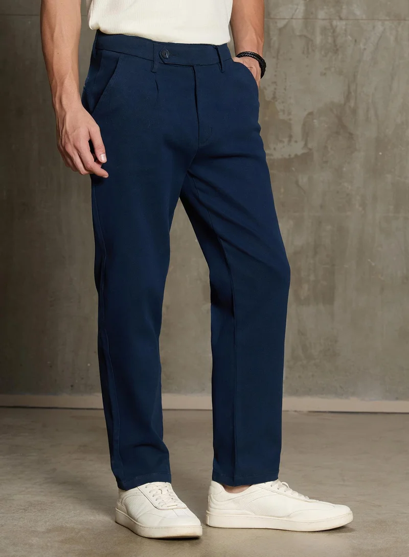 CAHOOT  Cahoot Men's Navy Straight Fit Trousers for Men | Best Price UAE