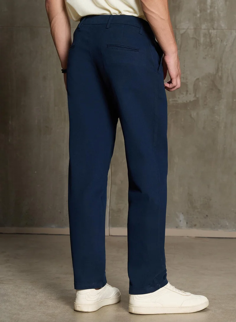 CAHOOT  Cahoot Men's Navy Straight Fit Trousers for Men | Best Price UAE