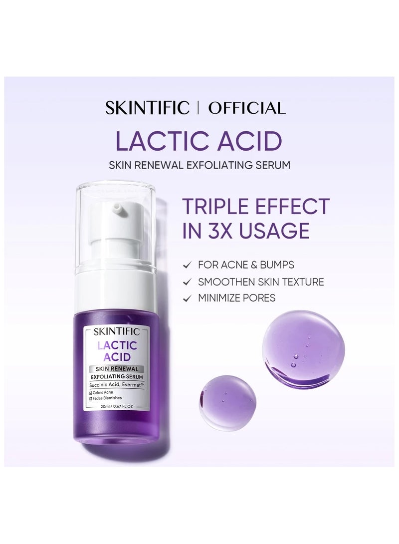 SKINTIFIC Lactic Acid Skin Renewal Exfoliating Serum Acne Treatment Pore-Tightening 20ml  - Image 1