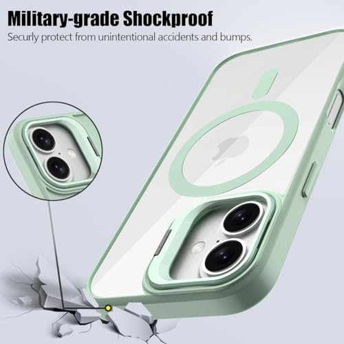 VONZEE Clear Camera Kickstand Case for iPhone 17, Built-in Adjustable Camera Stand, Clear Magnetic Mag-Safe Shockproof Classic Series Phone Cover (Matcha Green) - Image 4