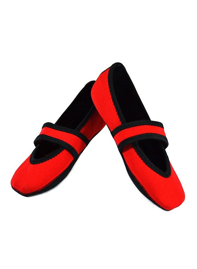 Nufoot Betsy Lou Women's Shoes, Foldable & Flexible Flats, Slipper Socks, Travel Slippers & Exercise Shoes, Dance Shoes, Yoga Socks, House Shoes, Indoor Slippers, Red, Small - Image 1
