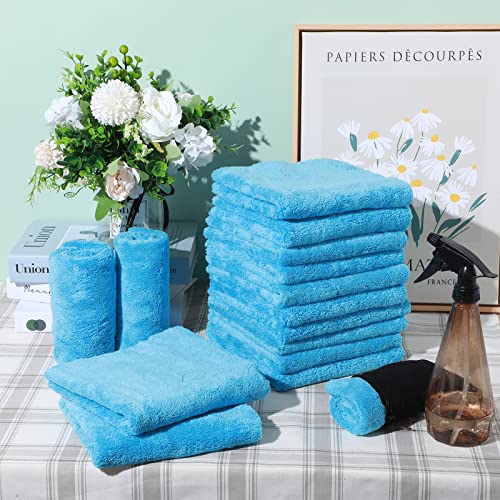 Shimeyao 30 Pcs Edgeless Microfiber Plush Towels for Cars Detailing Drying Wash Polishing Absorbent Cleaning Cloths, 500 GSM, 16 x 16 Inch(Light Blue) - Image 5
