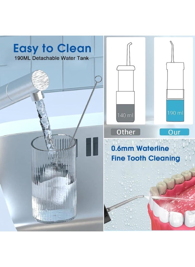 Zikra Water Dental Flosser for Teeth, Cordless Irrigator with 4 Modes and 3 Gears, IPX7 Waterproof, Portable USB Rechargeable Water Dental Picks for Home and Travel (Black) - Image 3