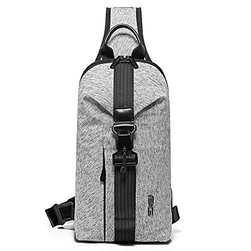 BANGE Unisex Anti theft Waterproof Crossbody Sling bag with USB charging (Grey) - Image 1