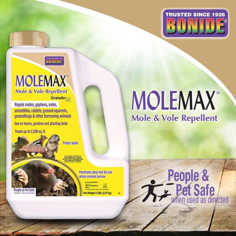 Bonide MOLEMAX Mole & Vole Repellent Granules, 5 lbs. Ready-to-Use, Outdoor Lawn & Garden Mole Control, People & Pet Safe - Image 5