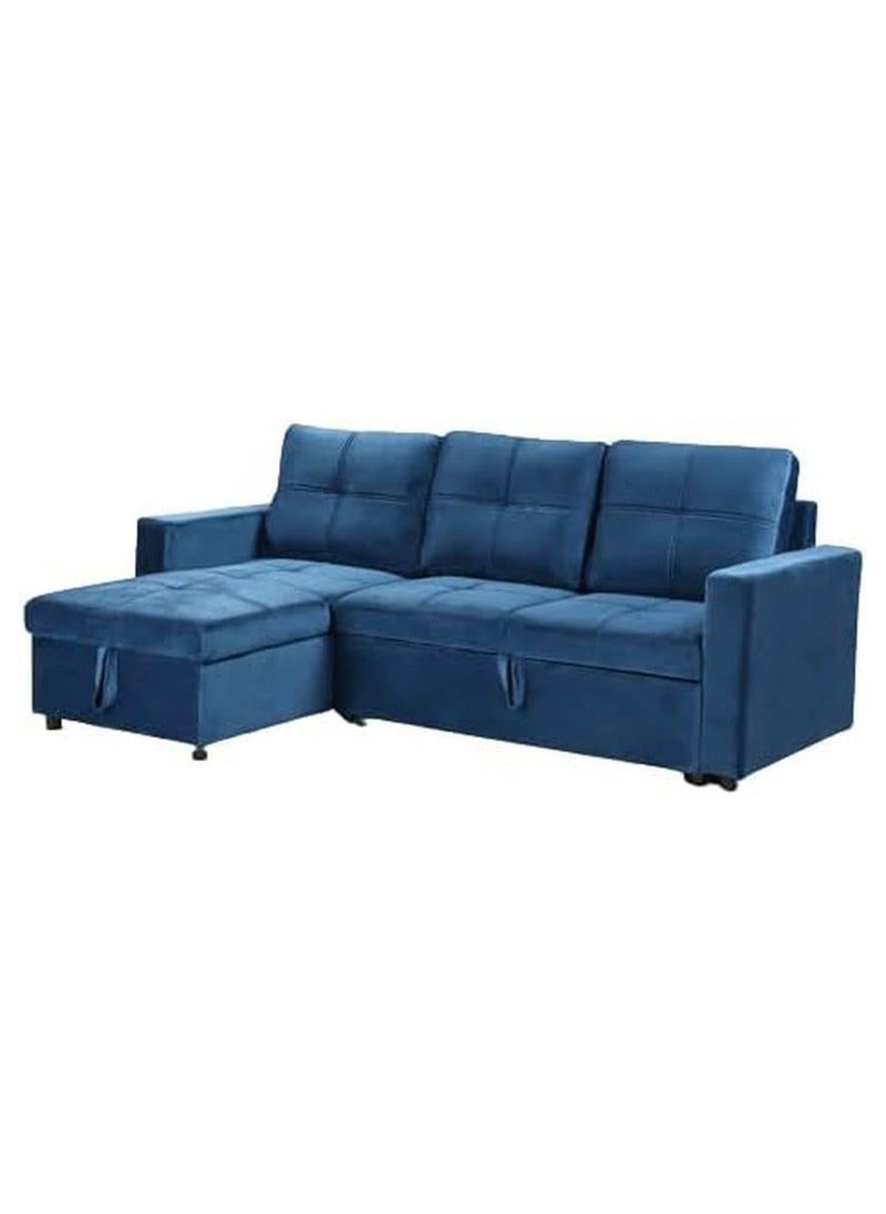 Generic Empire Furniture Corner sofa bed Modern design, storage, Blue Velvet  - Image 1