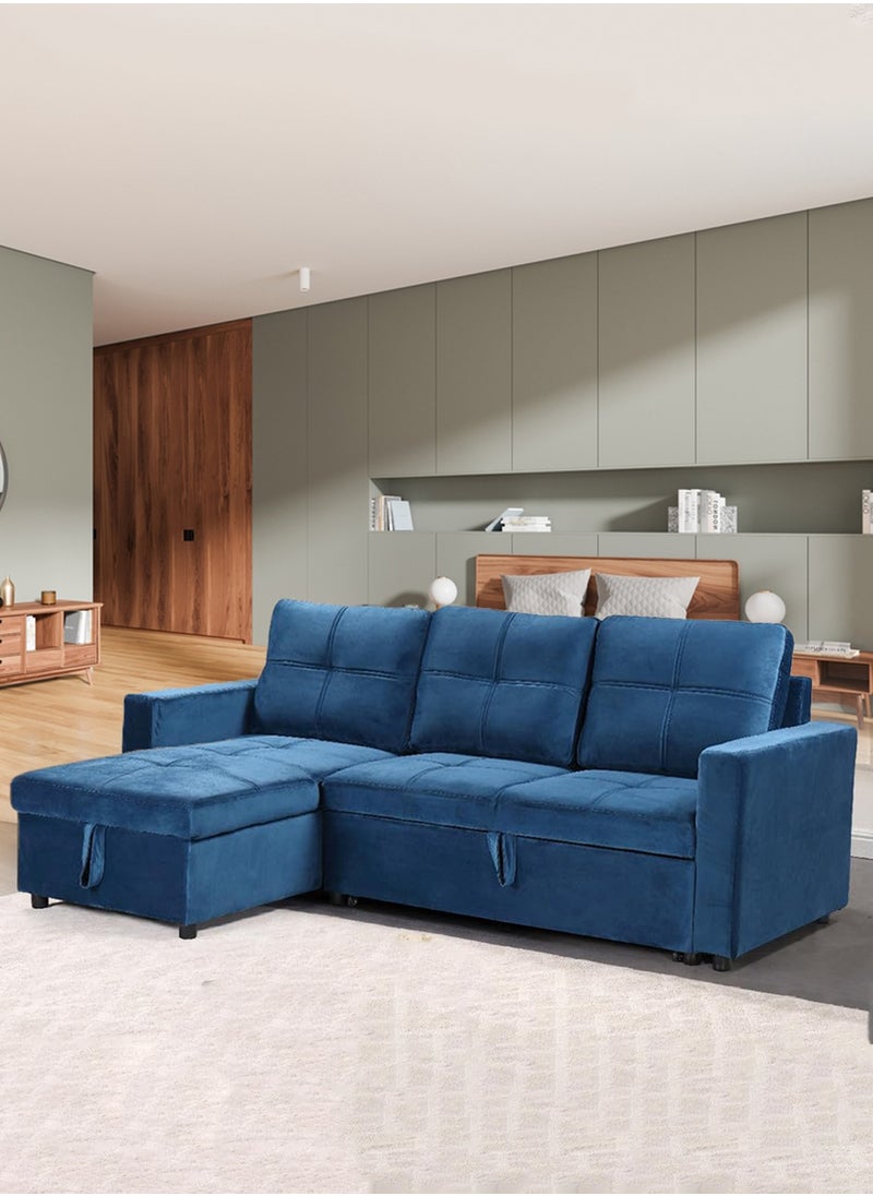 Generic Empire Furniture Corner sofa bed Modern design, storage, Blue Velvet  - Image 2