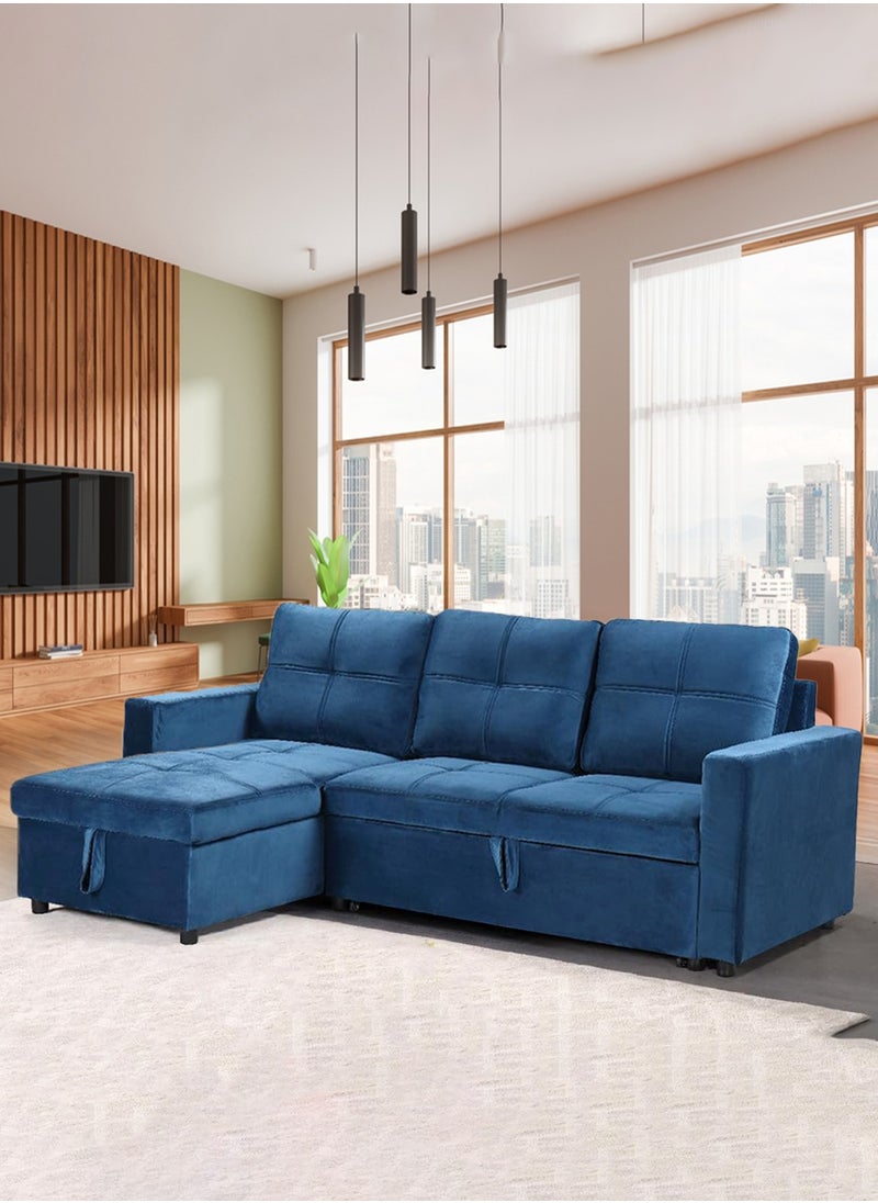 Generic Empire Furniture Corner sofa bed Modern design, storage, Blue Velvet  - Image 3