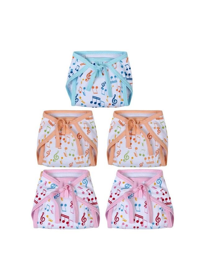 Baby Cotton Nappiesmusic Printed Reusable Cushioned Nappy For Newborns And Infants (06 Months)