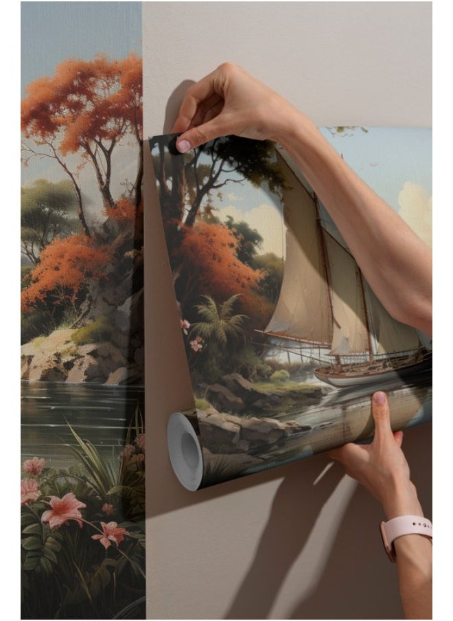 Home Gallery Adventure On Sea Mural  Fabric Wallpaper Covers An Area ​​Up To 4.2Mx3M With Adhesive  And Smoothing Tool  - Image 1