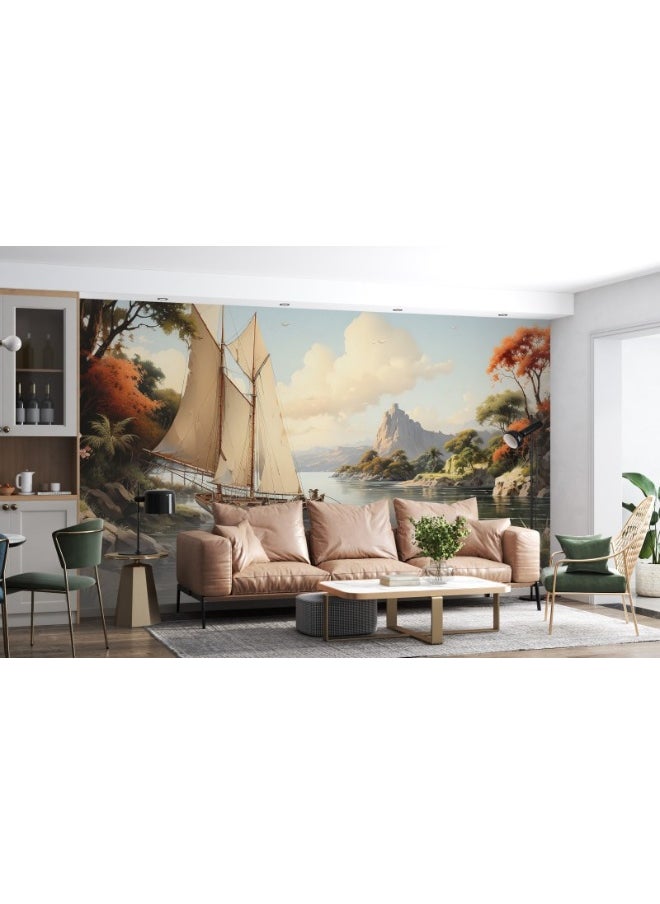 Home Gallery Adventure On Sea Mural  Fabric Wallpaper Covers An Area ​​Up To 4.2Mx3M With Adhesive  And Smoothing Tool  - Image 5