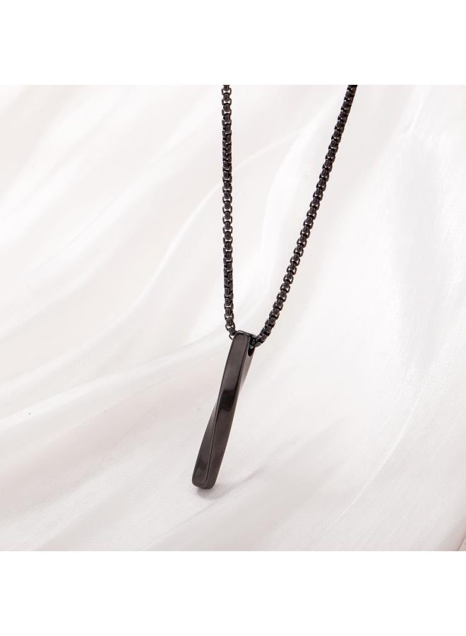 New Stainless Steel Smooth Long Necklace Simple Personality Hip Hop Men's Spiral Titanium Steel Pendant Clavicle Chain 