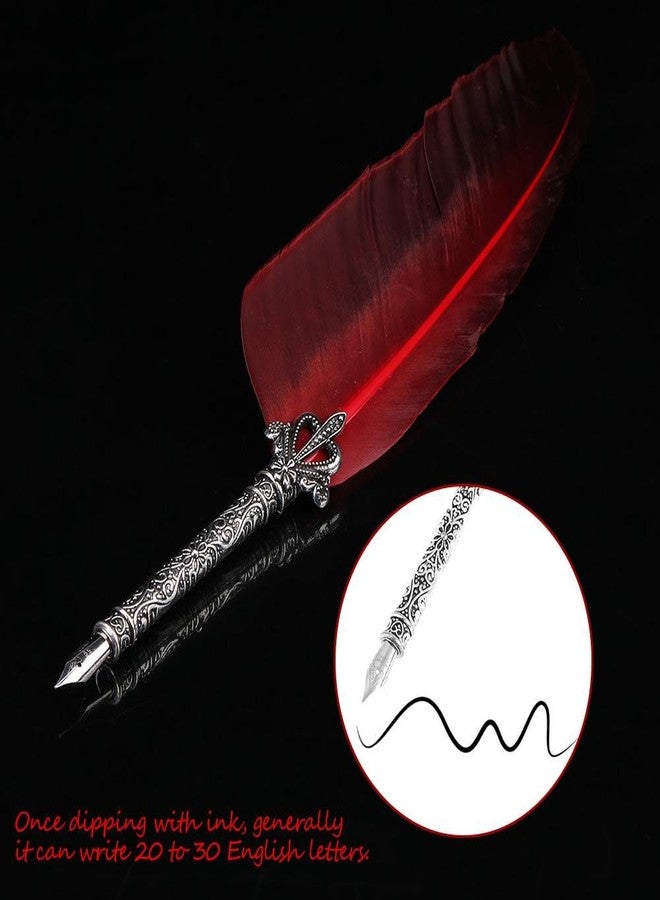Zerone English Calligraphy Feather Dip Quill Pen Writing Ink Set Stationery Gift Box with 5 Nibs(Red) - Image 5