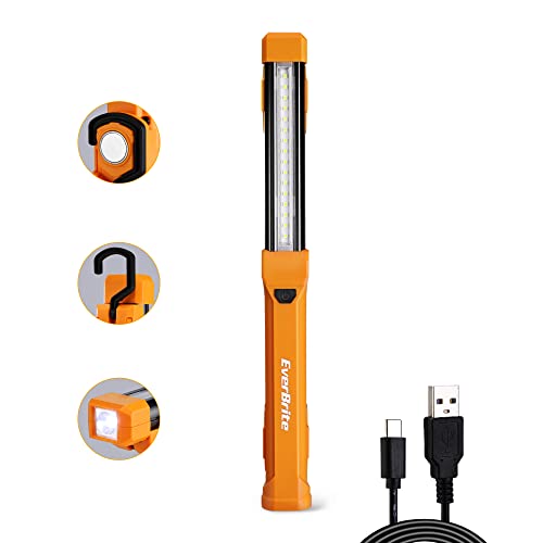 EverBrite 1000LM LED Work Light, Rechargeable Work Light for Mechanics with Dual Magnetic Bases&Hanging Hooks, 4 Lighting Modes, USB C Cable, for Car Repairing, Working, and Hurricane, Pack of 1 - Image 1