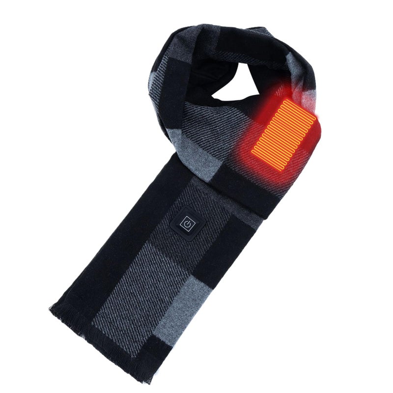 Black Heated Scarf Wrap USB Rechargeable Cordless 3 Heat Settings for Women Men - Image 2