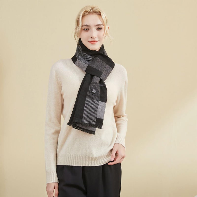 Black Heated Scarf Wrap USB Rechargeable Cordless 3 Heat Settings for Women Men - Image 4