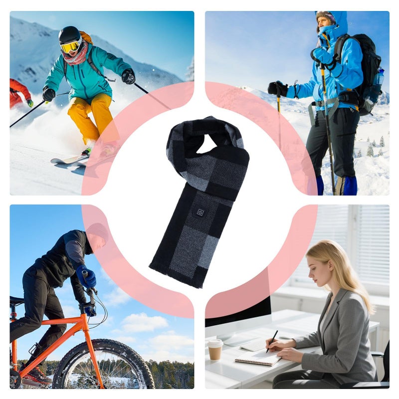 Black Heated Scarf Wrap USB Rechargeable Cordless 3 Heat Settings for Women Men - Image 5