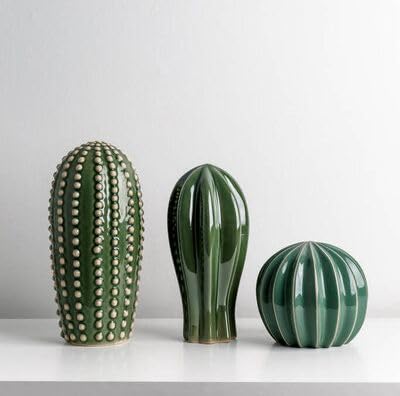 PUREZENTO 'CactusGlow' Ceramic Showpiece - Set of 3 | Stylish Boho Minimalist Cactus Green Matte Finish Figurines | Ceramic Decorative Showpiece for Home Decor, Living Room, Office, Tabletop & Shelf - Image 5