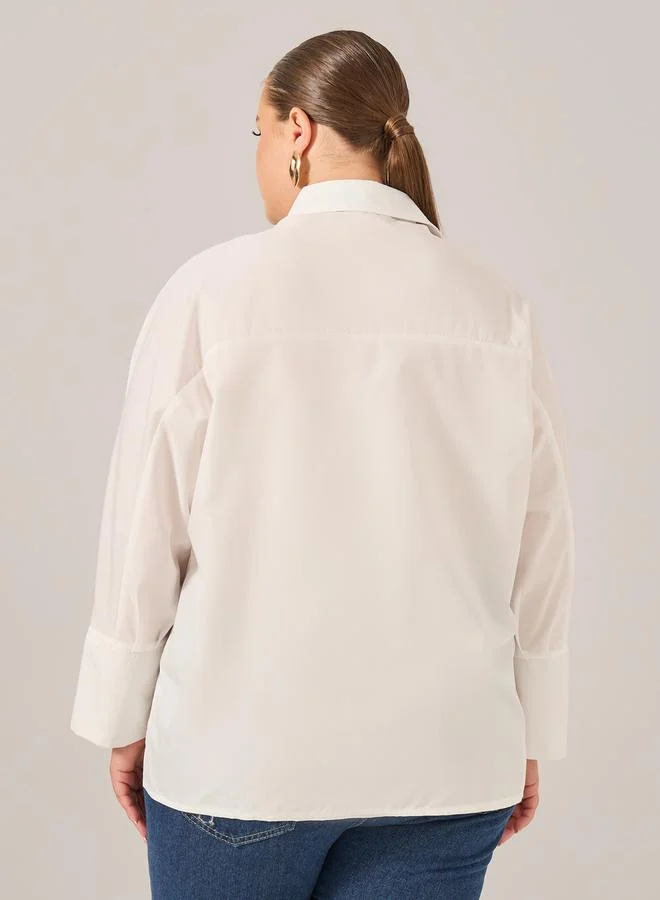 Styli Styli Plus Size Solid Long Sleeves Oversized Shirt