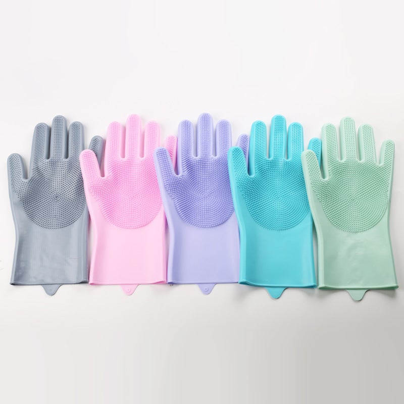 Magic Silicone Dishwashing Gloves Waterproof Random color - Image 1