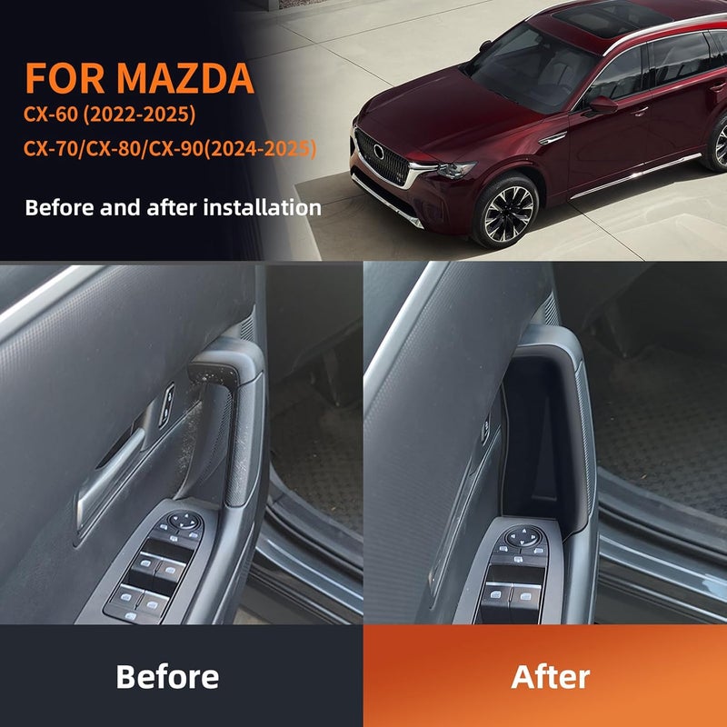 FDAIUN 4Pcs Black Door Storage Box Organizer Tray for Mazda CX60, CX70, CX80, CX90 (2022-2025) - Car Interior Protection Accessories - Image 3