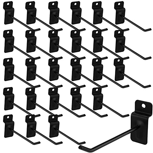 MUKLEI 100 PCS 4 Inch Slatwall Hooks, Slat Wall Gridwall Panel Slat Wall Hooks Slot Board Hangers Pegs Hanging Accessories for Garage Shop Room Organization and Commercial Exhibition - Image 1