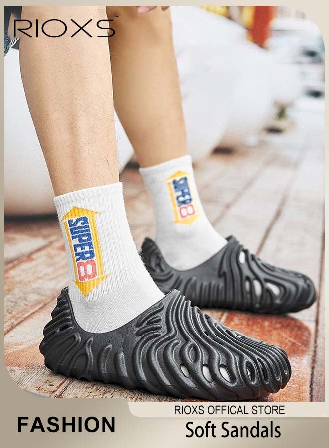 RIOXS Men's Summer Casual Holey Shoes Soft Beach Slippers Non-Slip Foam Runners Comfort Outdoor Indoor Sandals  - Image 1