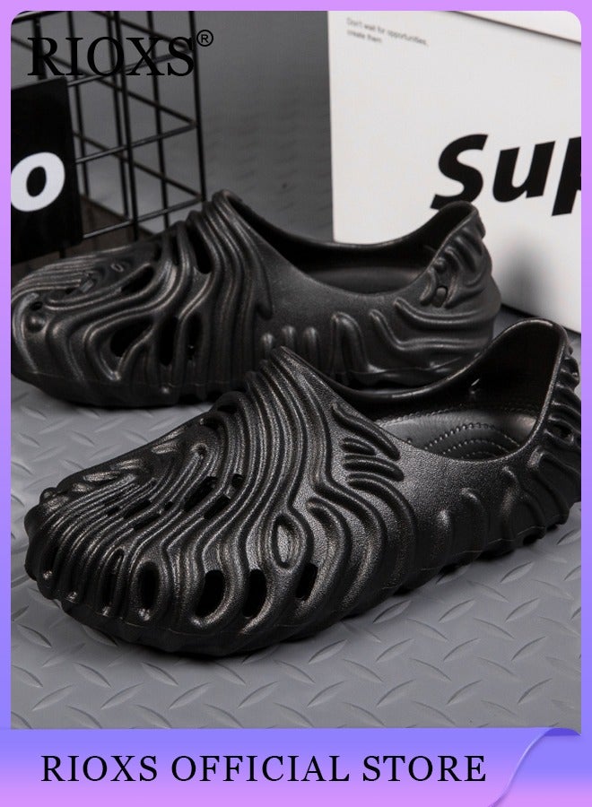 RIOXS Men's Summer Casual Holey Shoes Soft Beach Slippers Non-Slip Foam Runners Comfort Outdoor Indoor Sandals  - Image 2