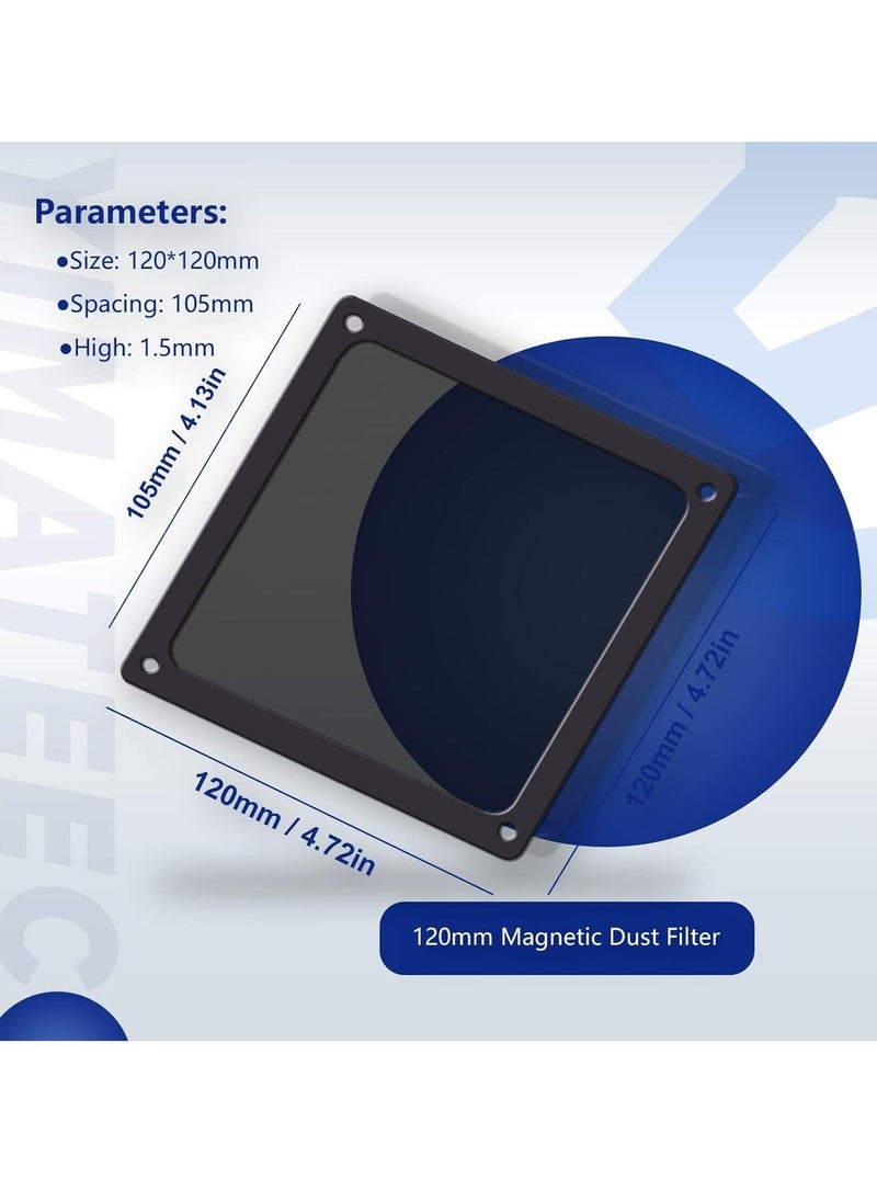 Generic - Dust Filter PC 120mm for Computer Cooler Fan/PSU/Routers Nylon 80 Mesh, Magnetic Frame PC Fan Dust Mesh PC Cooler Filter Dustproof Computer Fan Grills (Nylon, 120 * 120mm, 2pcs, Black) - Image 1
