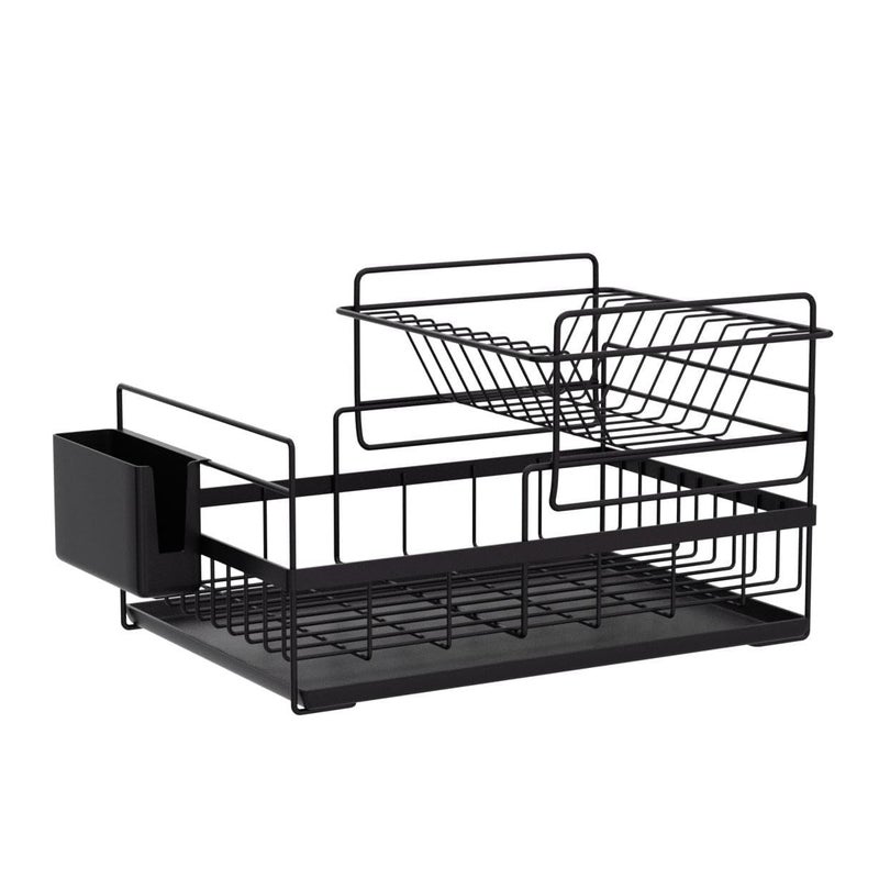 Raawan 2 Tier Dish Rack Kitchen Dish Rack Drainer 2 Layers Detachable Stainless Steel Dish Rack,Dish Drainer for Kitchen Sink Organizer Utensil Holder Cup Holder (Black) (Black) - Image 2