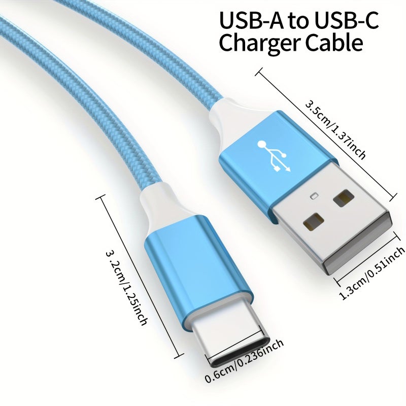 5 قطع كابل شحن سريع مضفر من USB A إلى USB C متوافق مع iPhone 15 16 Pro Max وجوجل بيكسل وهواوي وسوني إكسبيريا وموتورولا - Image 2