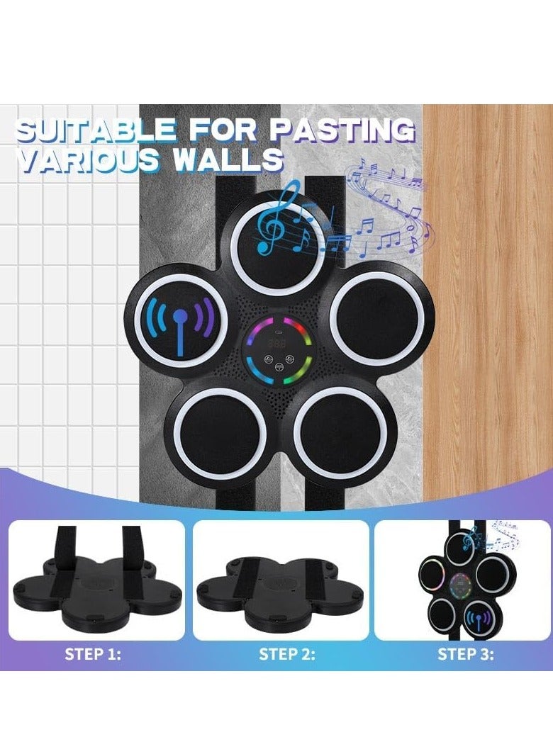 آلة ملاكمة موسيقية جديدة موديل 2025 مثبتة على الحائط مع قفازات فاخرة، وسادة ملاكمة موسيقية مثبتة على الحائط، آلة تدريب موسيقى ملاكمة للبالغين - Image 4